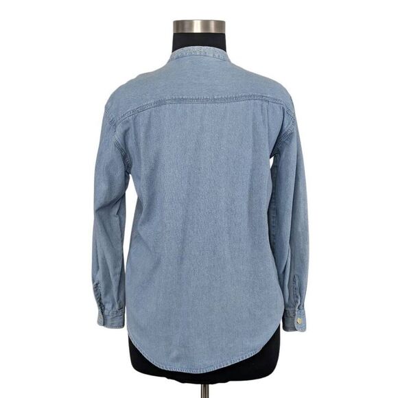Bill Blass L Denim Chambray Button Down Jean Top 80s VTG Puff Paint Western - Picture 5 of 7